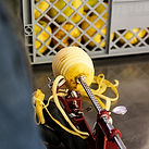 Pommes sur un épluche pommes