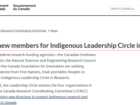 Call for Members: Tri-agency Indigenous Leadership Circle in Research