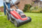 Toro cordless mower close up garden background