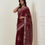 Thumbnail: Maroon Magic Block printed lenin cotton saree