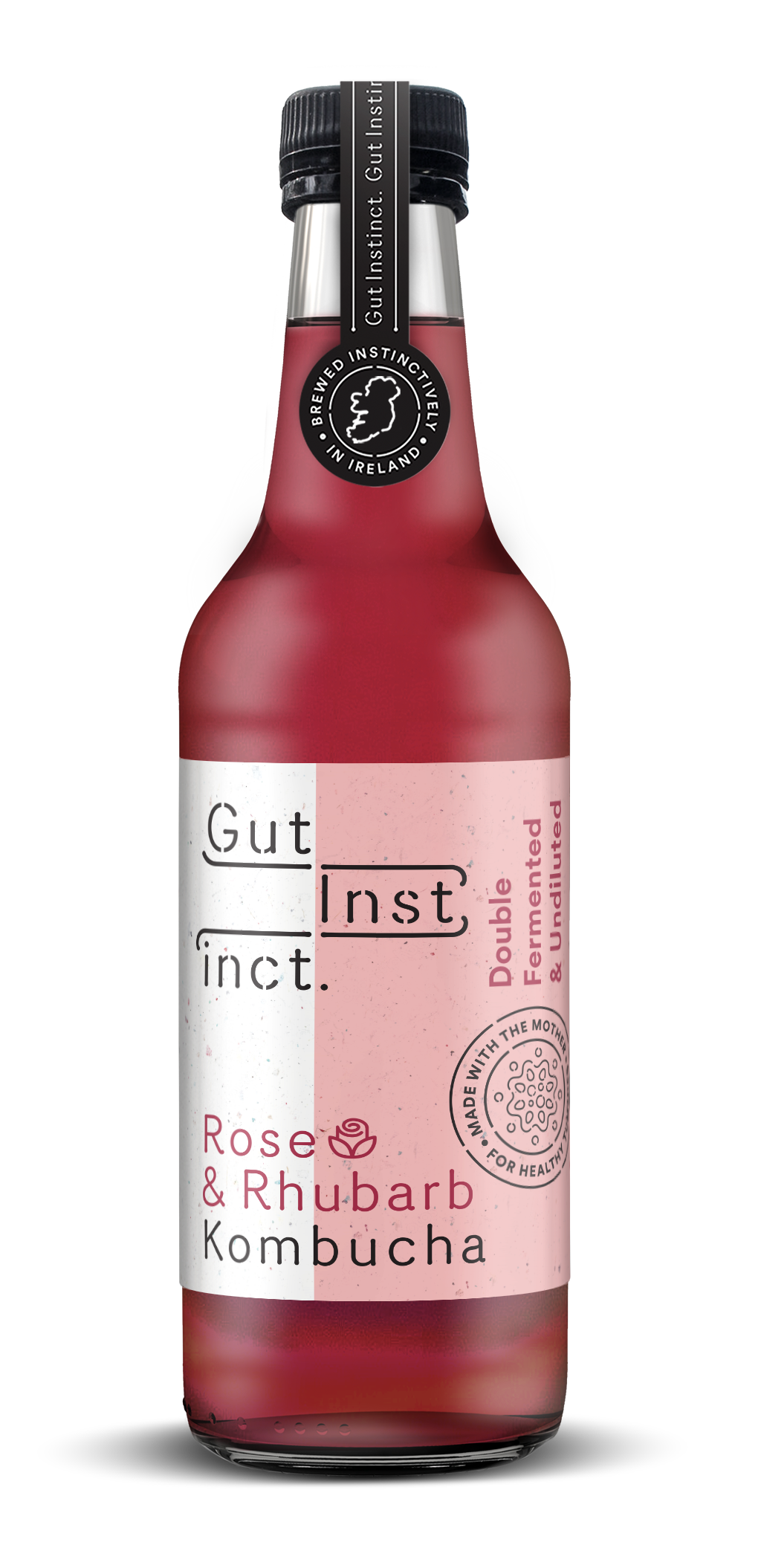 Rose Rhubarb Kombucha 1 Case 12 Bottles 330ml Gut Instinct