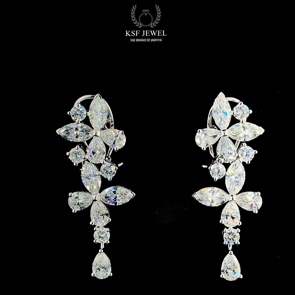 Thumbnail: Luxurious 8.595 Carat Pear & Marquise White Diamond Earrings in 14K Gold- JDB-74