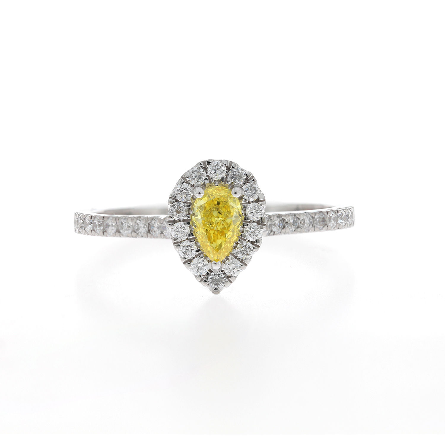 Pear Cut Fancy Intense Yellow Diamond ring