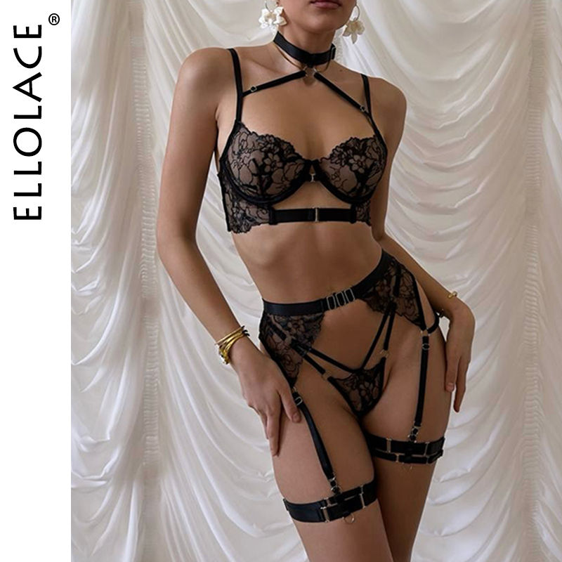 Miniatura: Ellolace Intimate Women's Lingerie Sets Halter Bra Push Up Erotic Costume Fantas