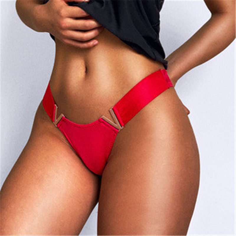 Miniatura: Sexy V-Shaped Panties  Metal Decoration Underwear Sports Low Waist Briefs Women 