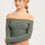 Thumbnail: Embossed Wide Neck Stretch Crop Top