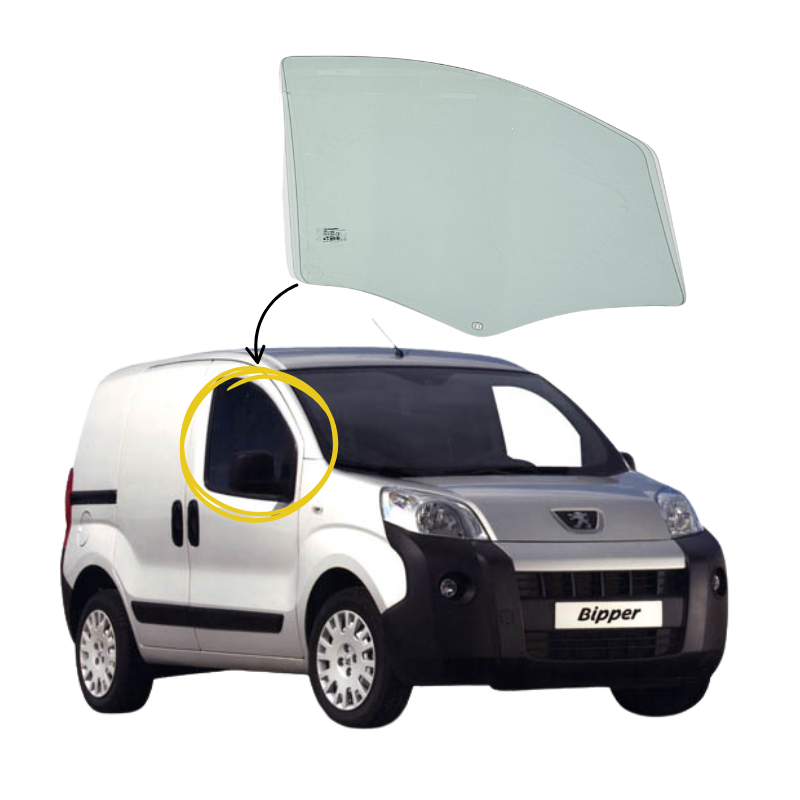 Peugeot Bipper 2008-2025 Vidrio Puerta Delantera