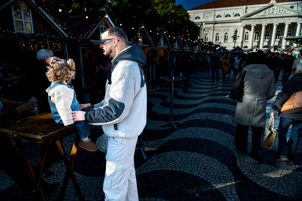 Admiring his daughter in Lisbon Portugal