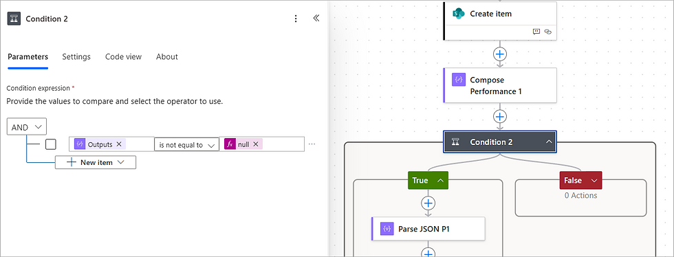 Condition for the outputs not equal to null