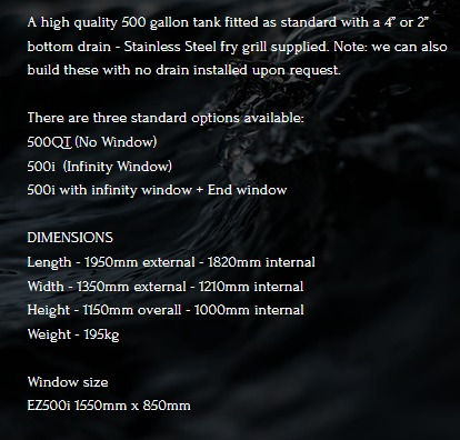 Thumbnail: EZ 500I Infinity Glass Front Bottom Drain Included