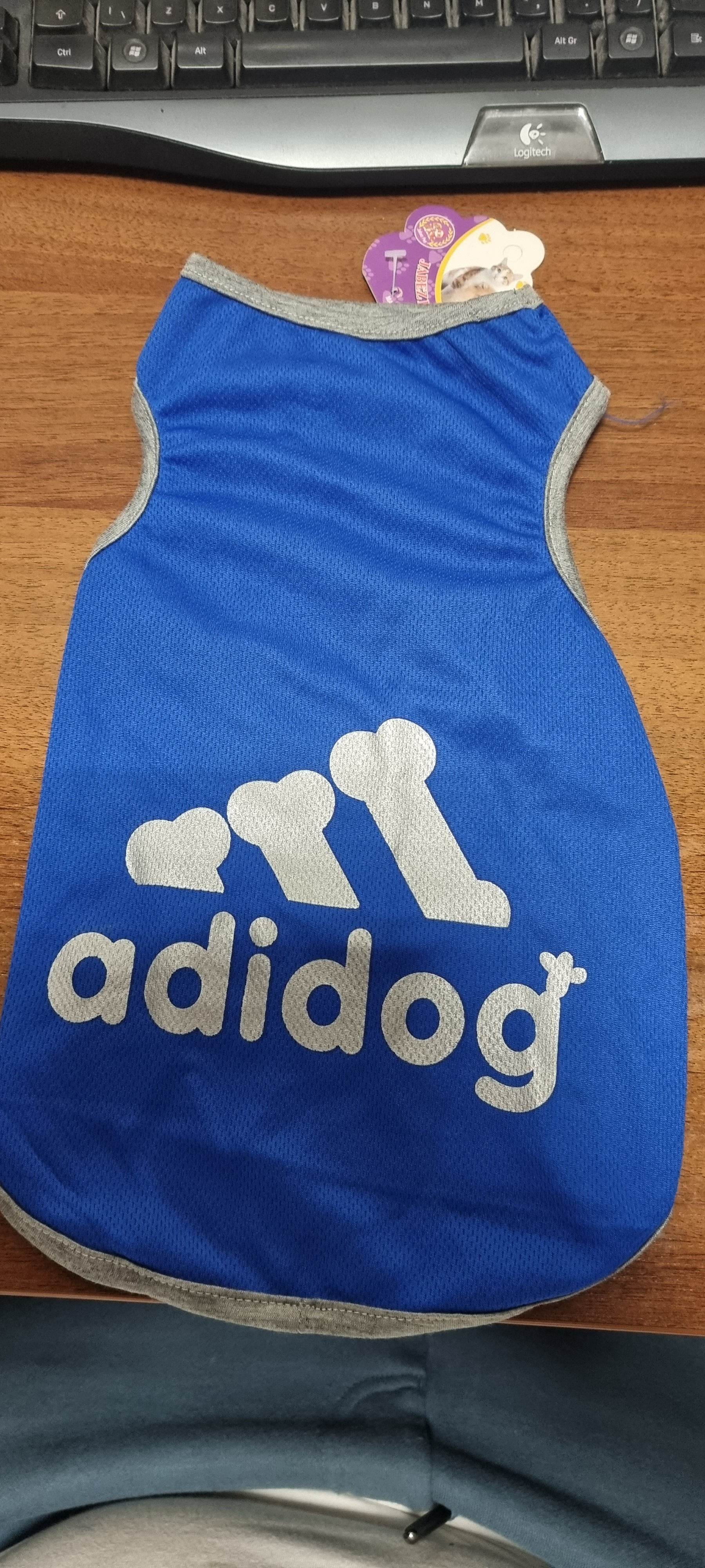 Adidog Sleeve less Shirt                                    (Blue-Gray-Pink)