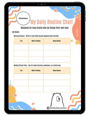 SENDinMama - ADHD Daily Routine Chart Downloadable PDF