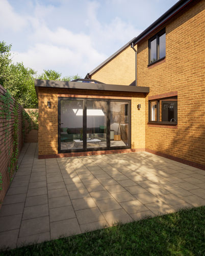 single storey extension, orangery lantern, bi fold doors