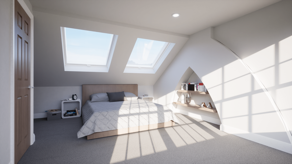 dormer loft conversion, master bedroom, velux windows