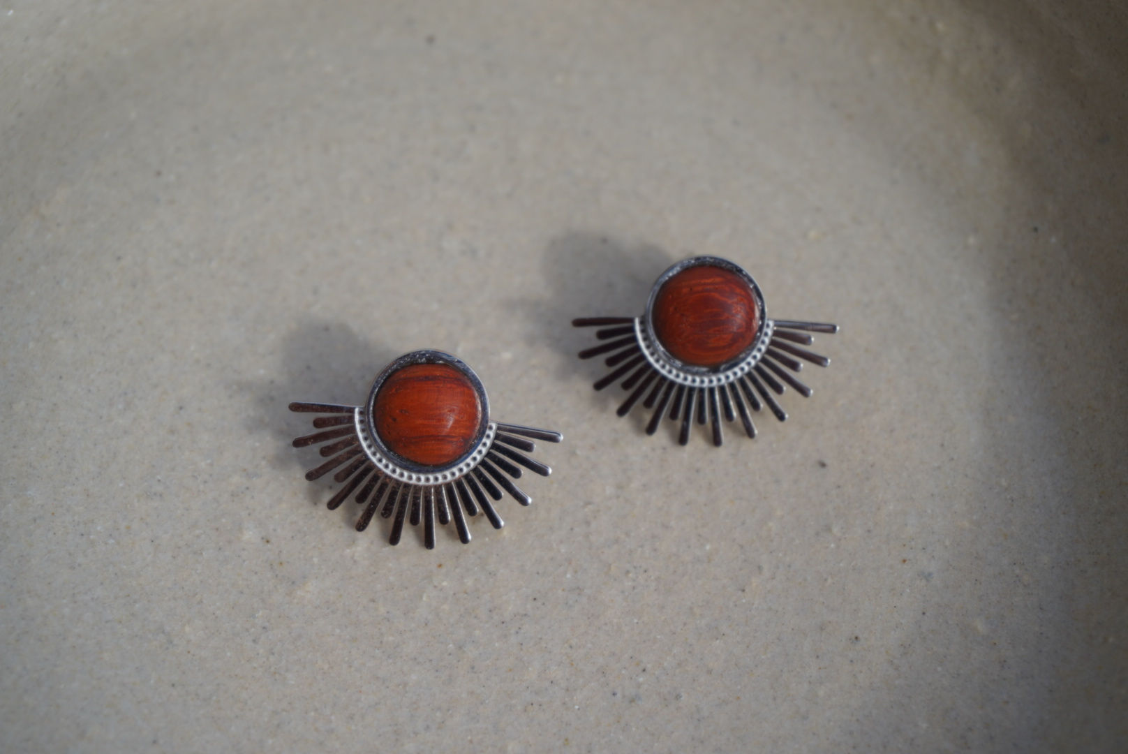 Boucles "soleil" bois de padouk