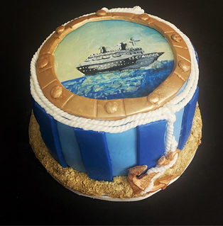 Nautical Cake Hand Painted Cruise Ship Boat Cake Birthday Cake 