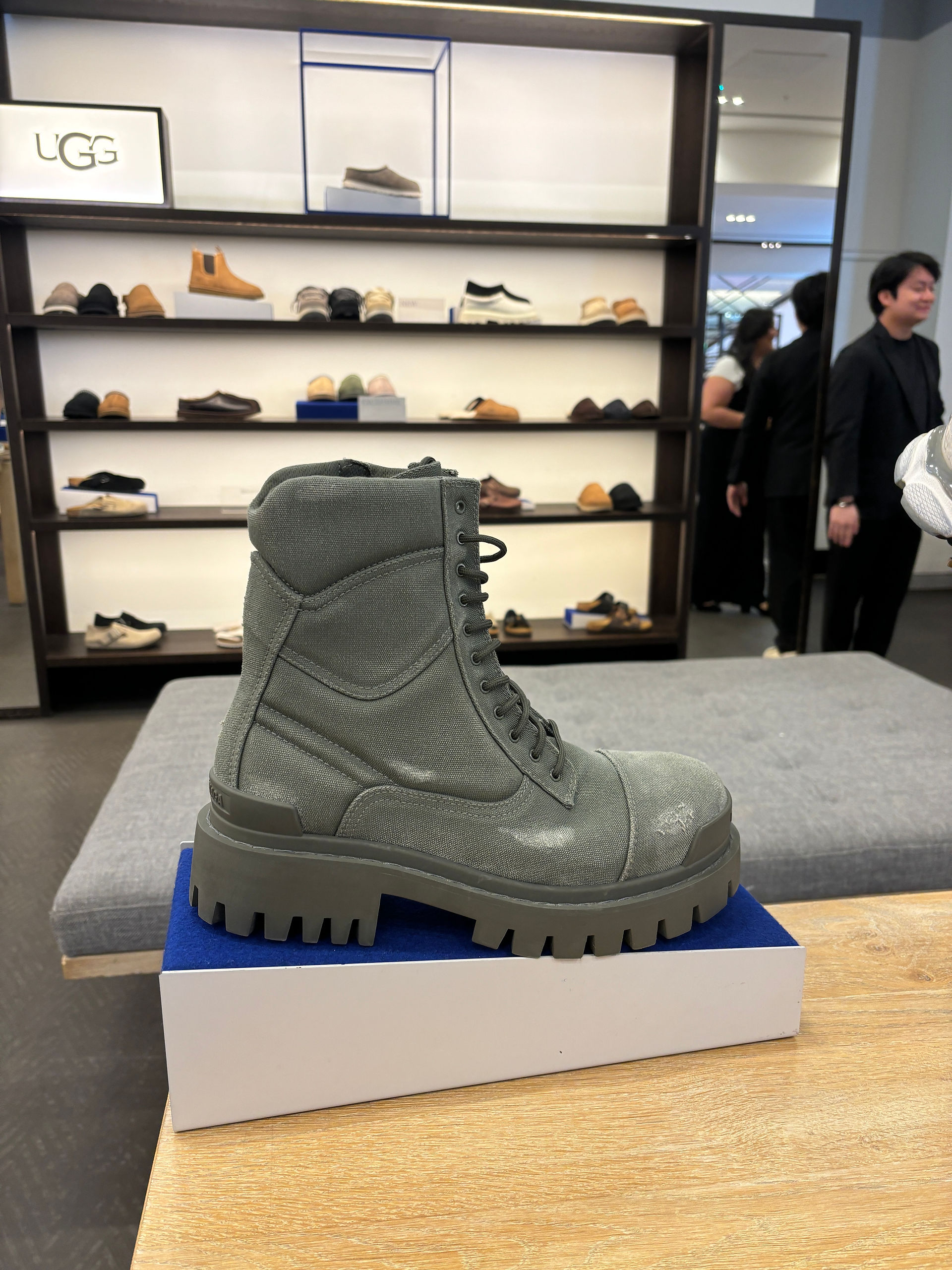Balenciaga Distressed Khaki Boots