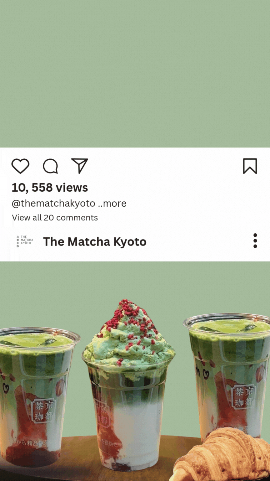 Green and White Aesthetic Matcha Latte Cafe Instagram Reel