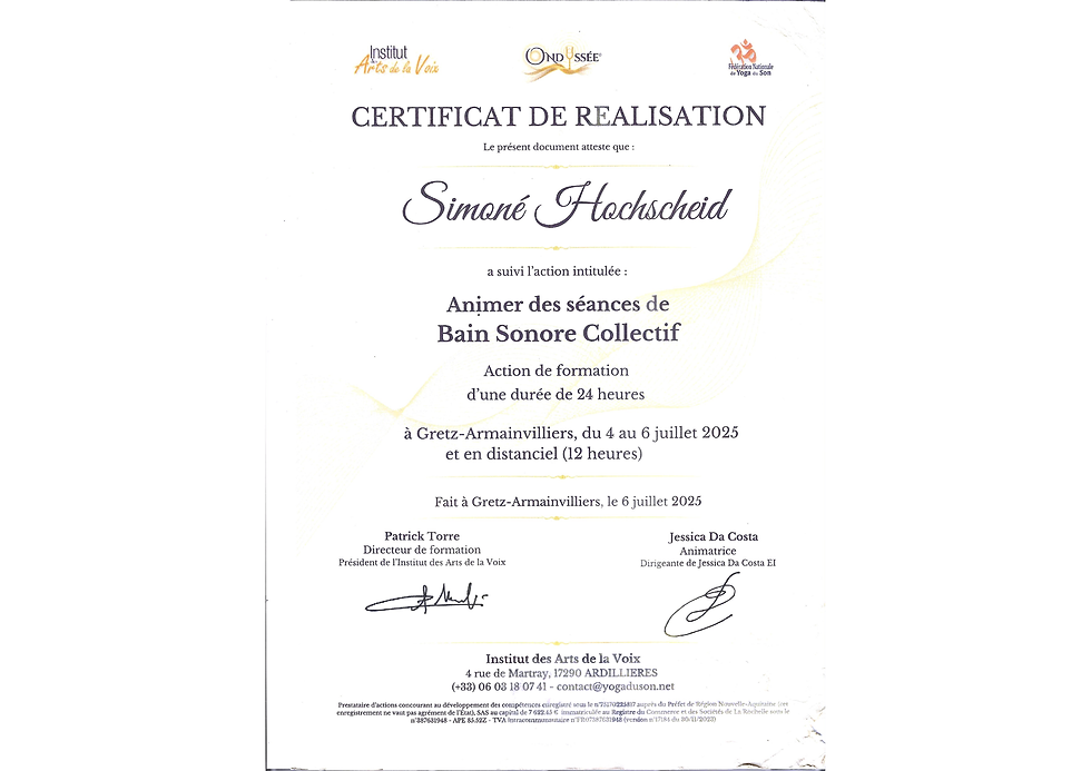 certificat voyages sonores