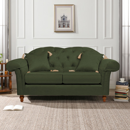 セミオーダー 受注生産 2人掛けソファ クッション付き2 オリーブ