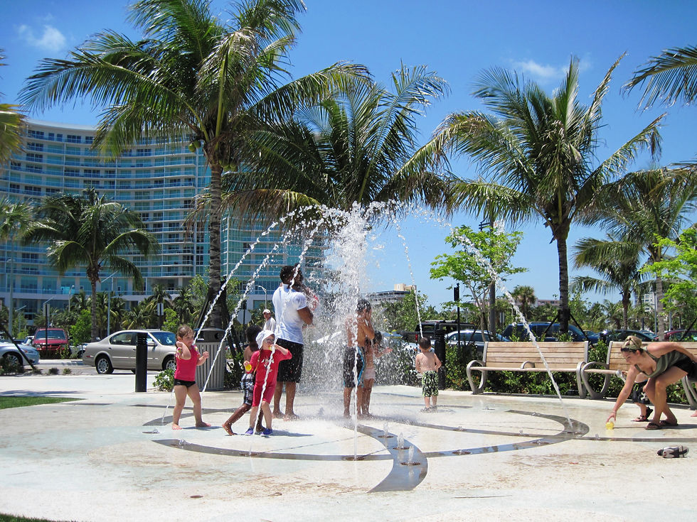 Kids Playing at Splash Pad A1A & Atlantic in Pompano Beach