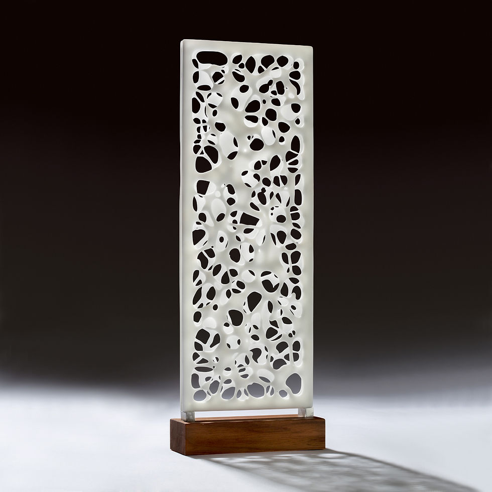 Tracy Nicholls, Osseous, 20x54x4cm, glass,walnut and aluminium