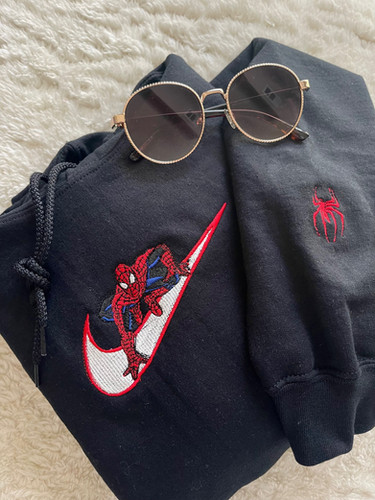 Spider Man Custom Embroidered Nike Hoodie Check The Spider-Verse