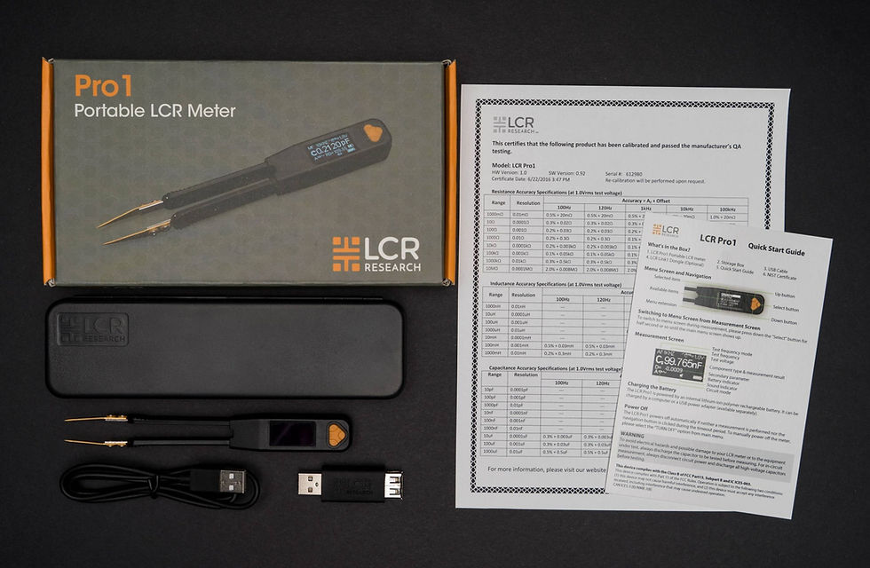 What’s in the box for Smart Tweezers-style LCR meter LCR Pro1 Plus