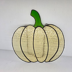 Light orange pumpkin stained glass suncatcher