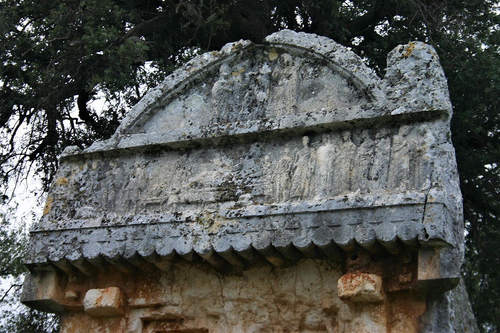 Lycian Tomb with funerial relief at entrance to Hoyran