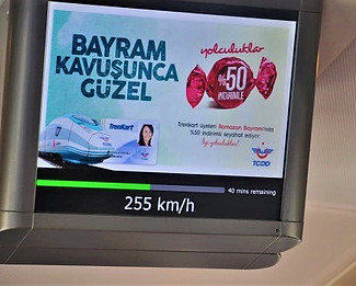 screen in Turkey's high speed train