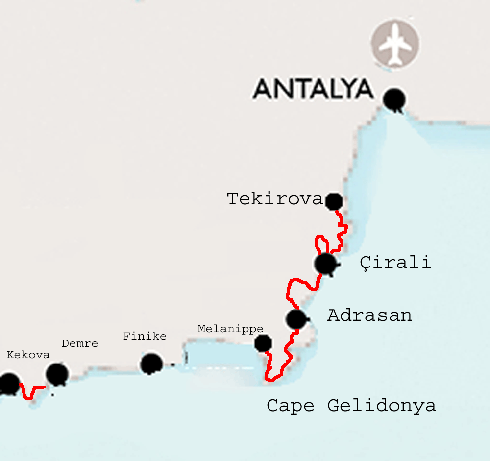 map of East Lycian Way