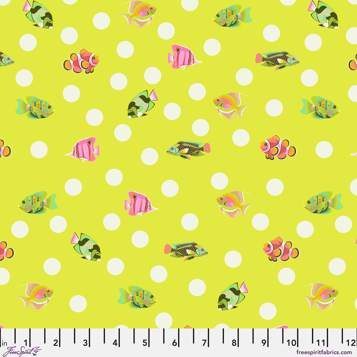 Tula Pink Floral reef School Crossing - Seagrass 100% cotton fabric