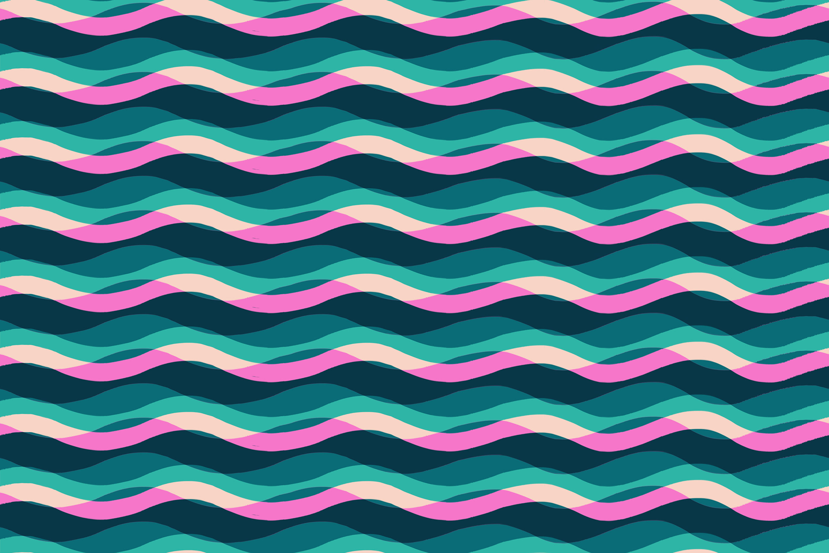 Ruby Star - Poolside too - waves peacock 100% cotton fabric 110 cm wide