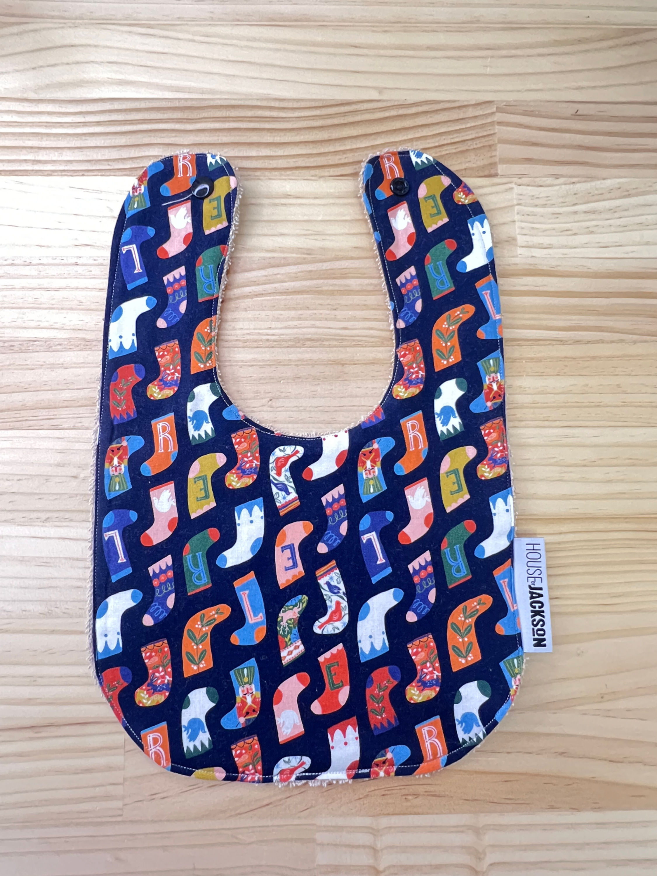 Baby Bib - Christmas Stocking print