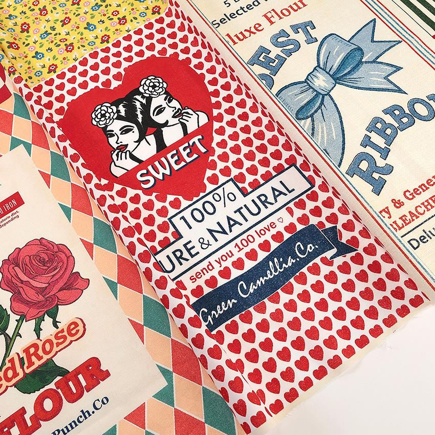 Thumbnail: Lovely picnic label & feed sack panel