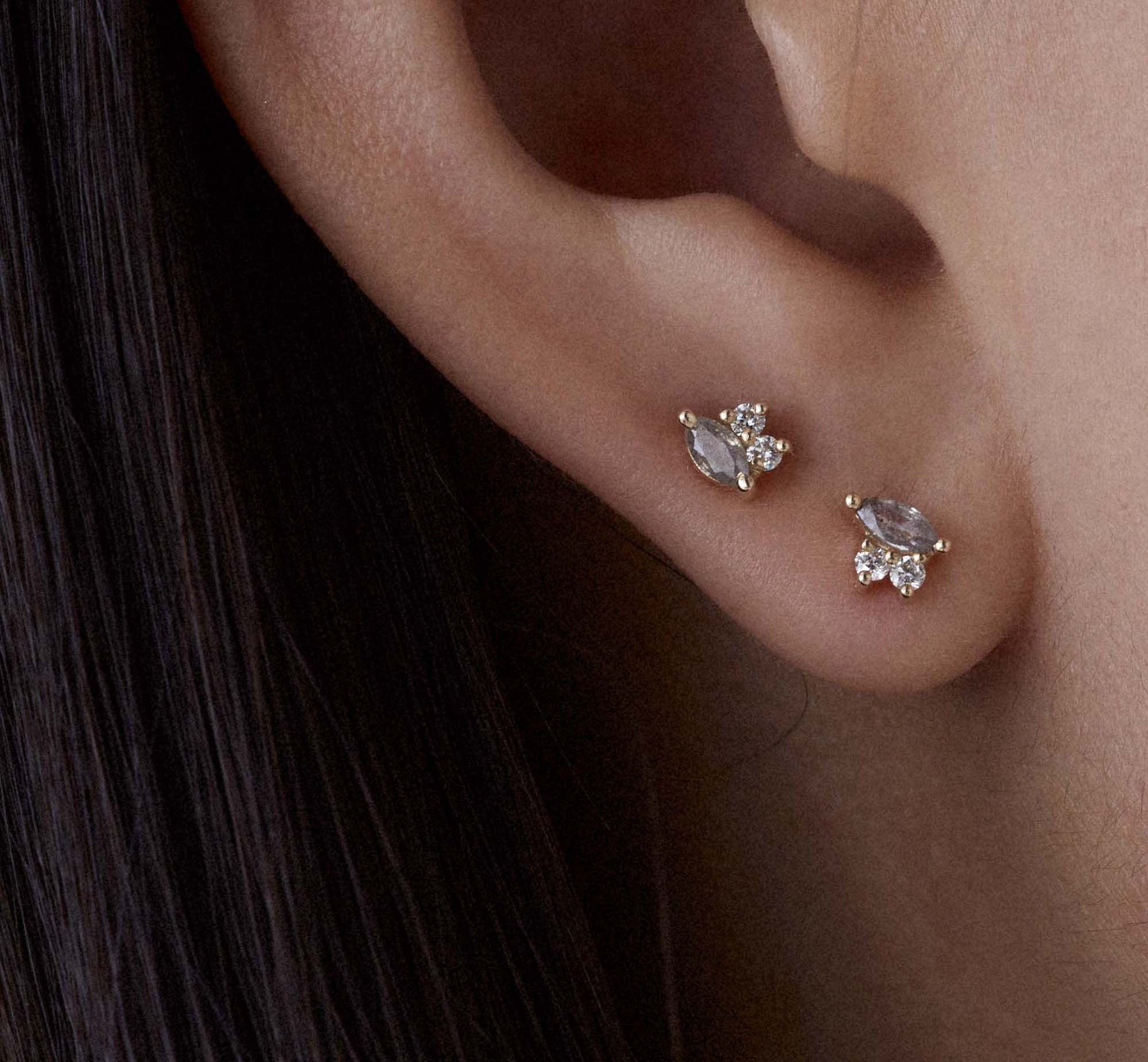 JAHAN • Salt & Pepper Diamond Earrings • 9ct Gold