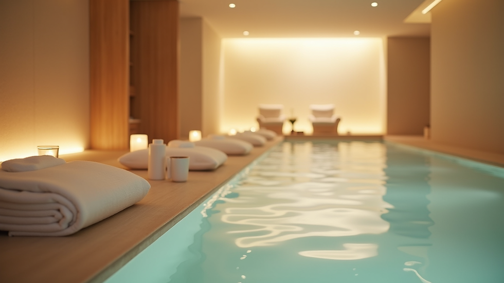 Close-up view of a serene spa environment with soft lighting and calming decor