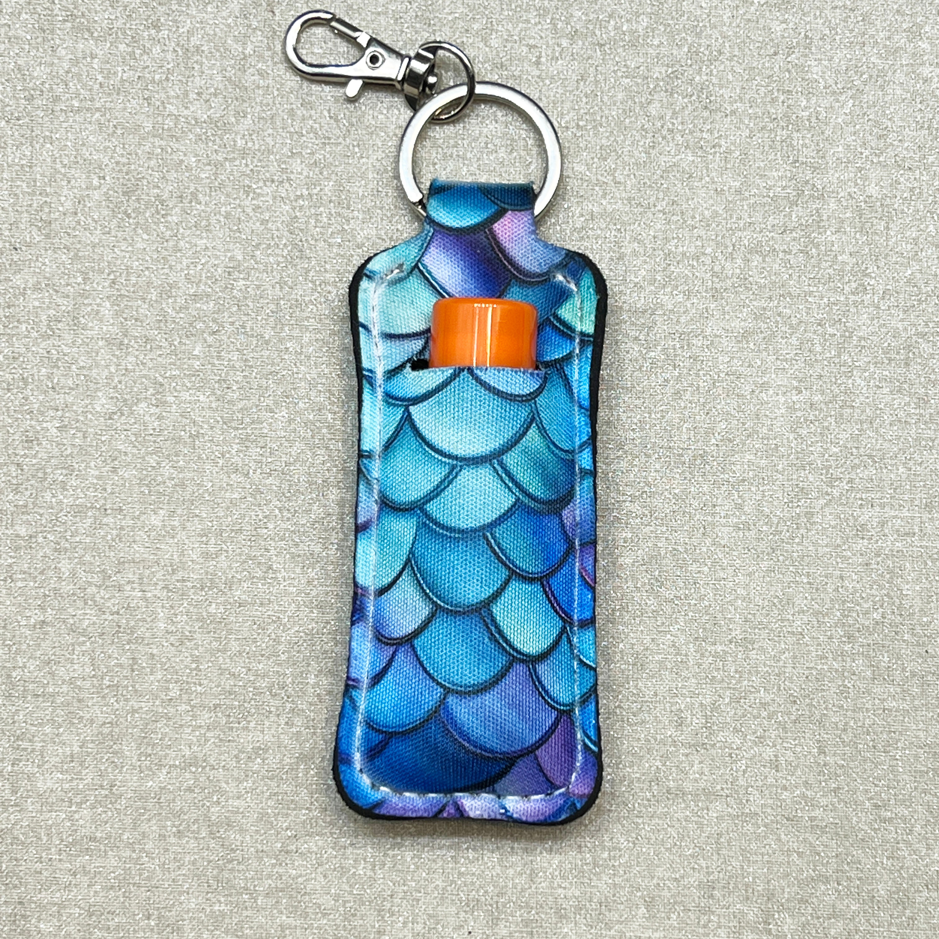 Blue Mermaid Lip Balm Holder Keychain