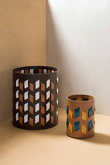 RUDI woven leather baskets