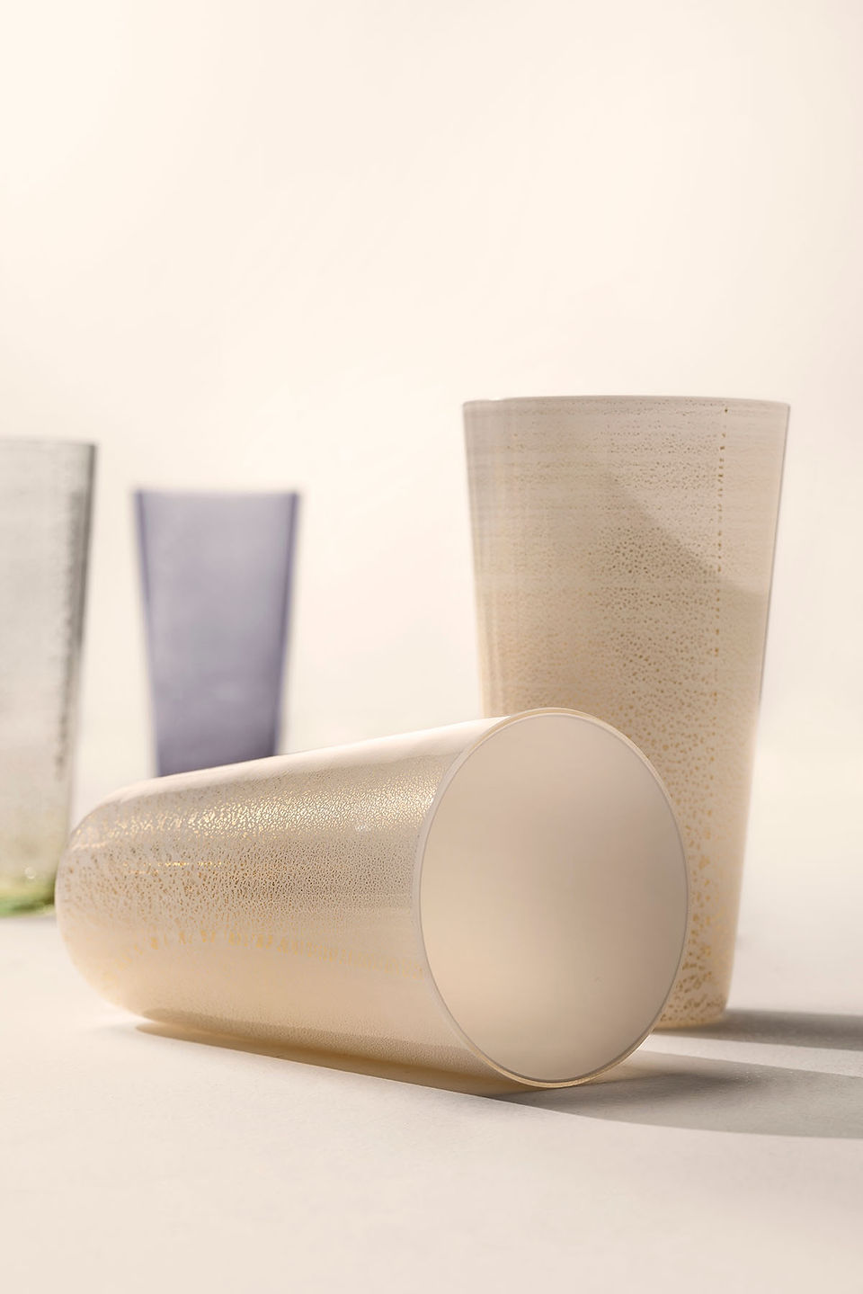 Diamantina highball glasses in milk white and gold