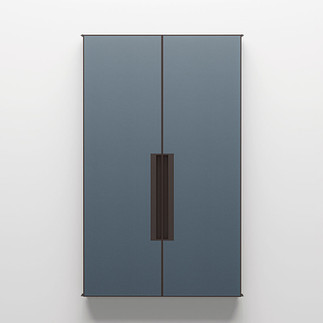 Meraya wall mirror with leather covered doors by Glenn Sestig for Giobagnara