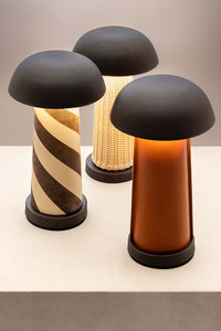 Duomo reading lamps in leather, rattan and suede finishes