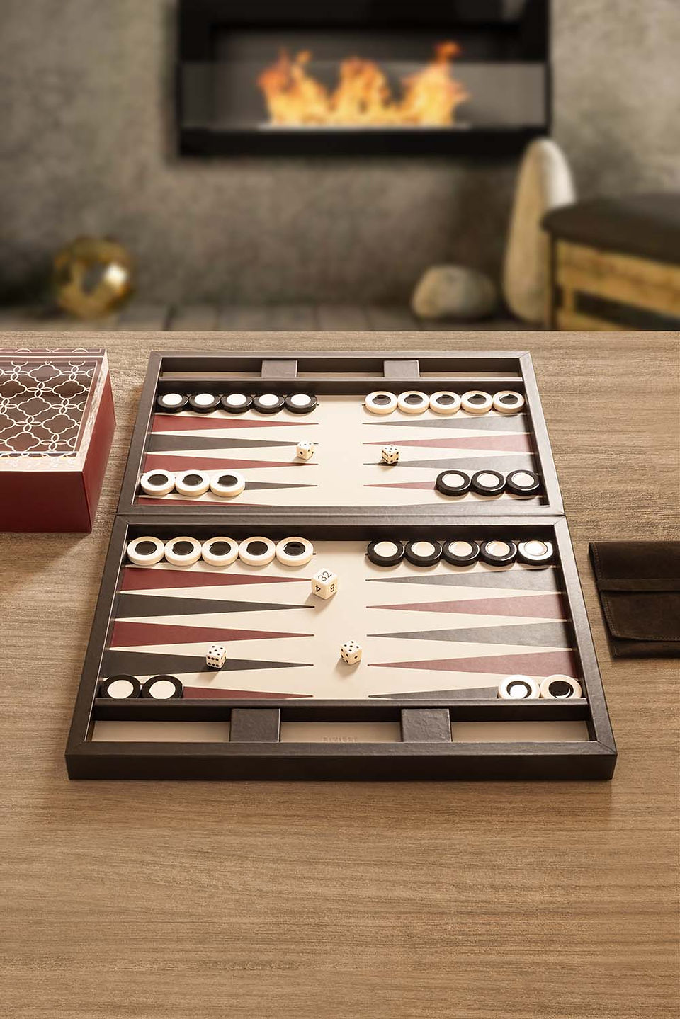 Eva handwoven leather backgammon case by Riviere