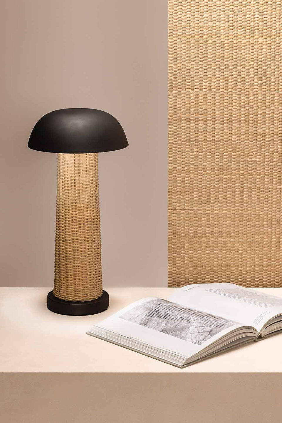 Duomo rattan reading lamp designed by Stephane Parmentier for Giobagnara