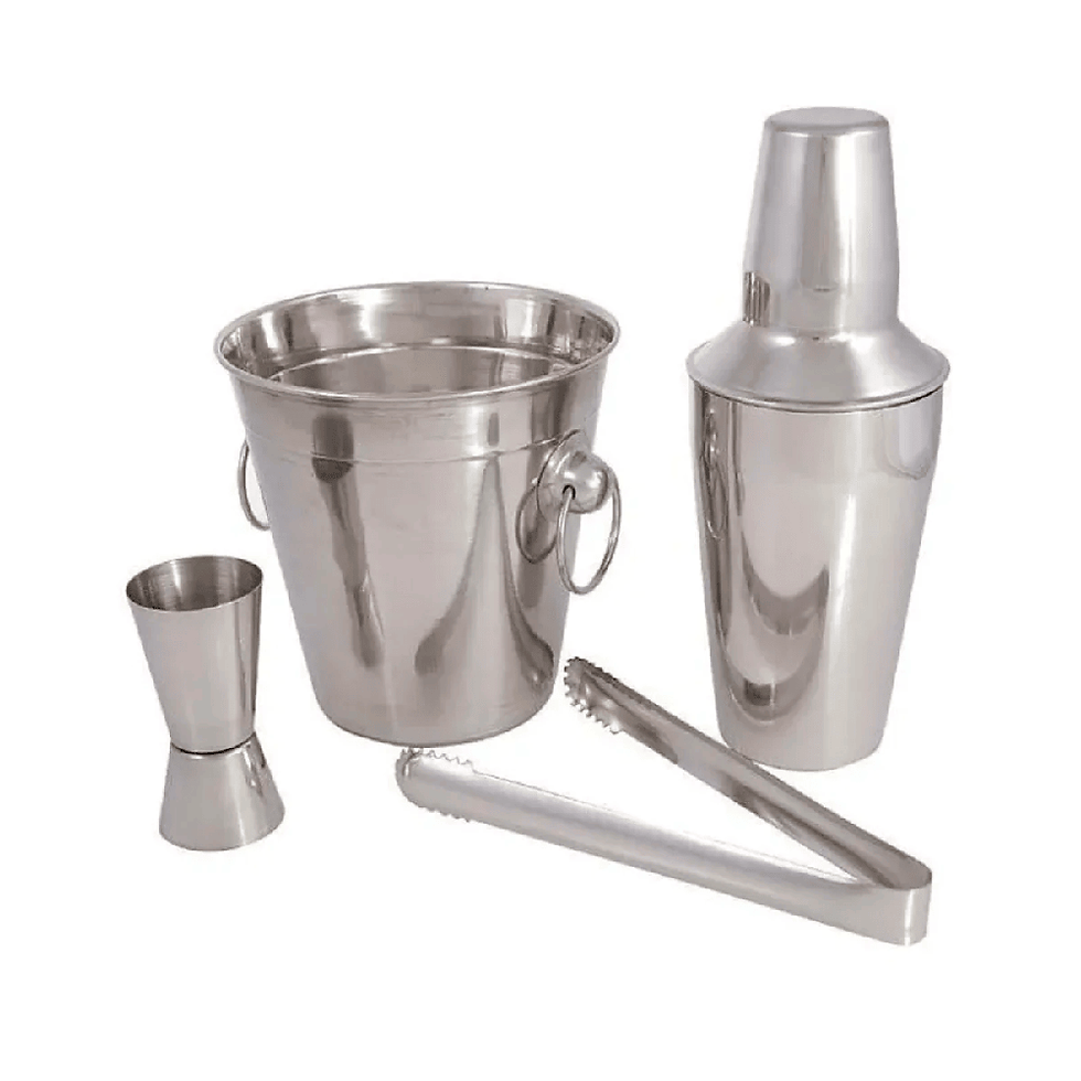 Miniatura: Set de Bar 4 piezas Coctelera, Hielera, Onzera y Pinza