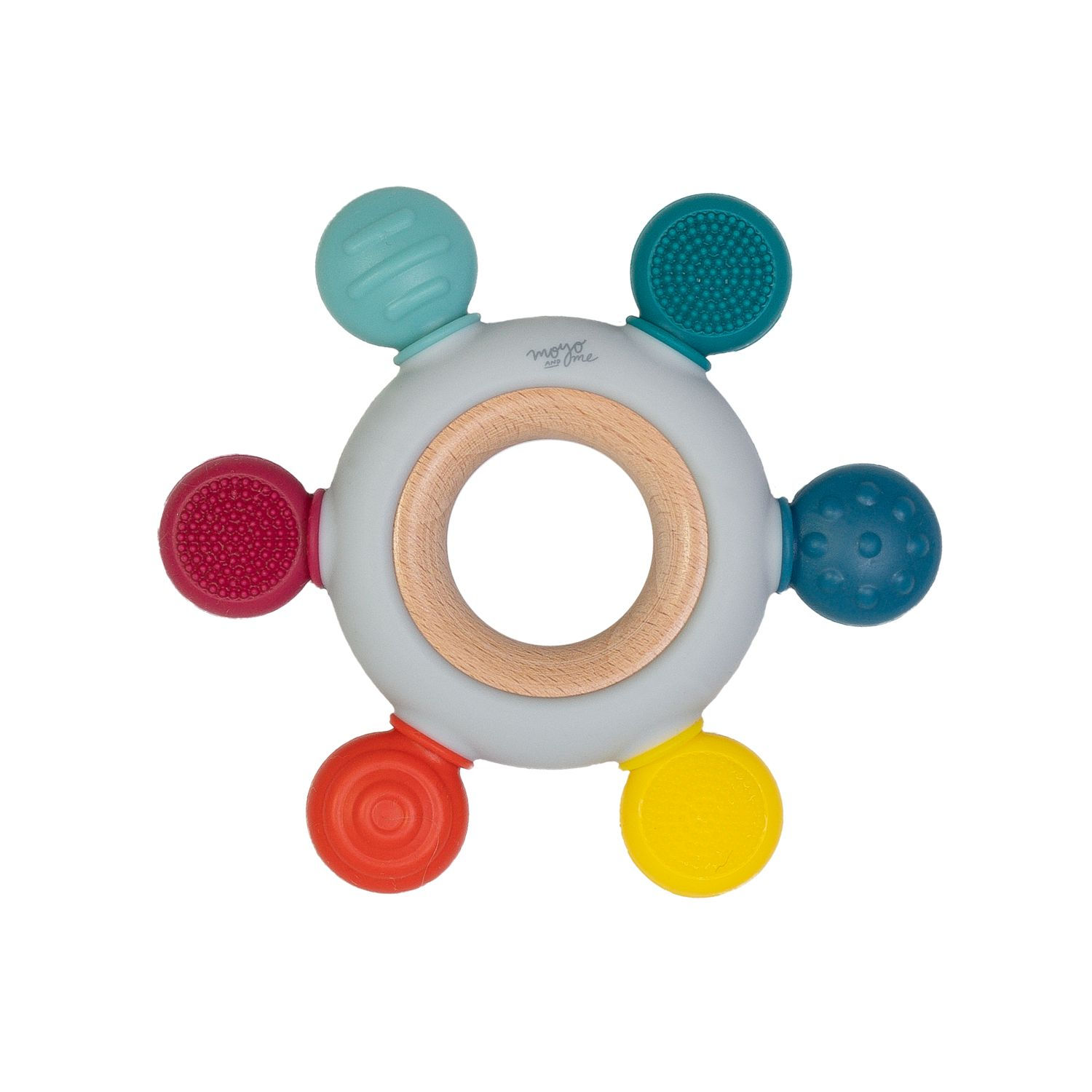 Mordedor sensorial de silicona & madera - Rainbow