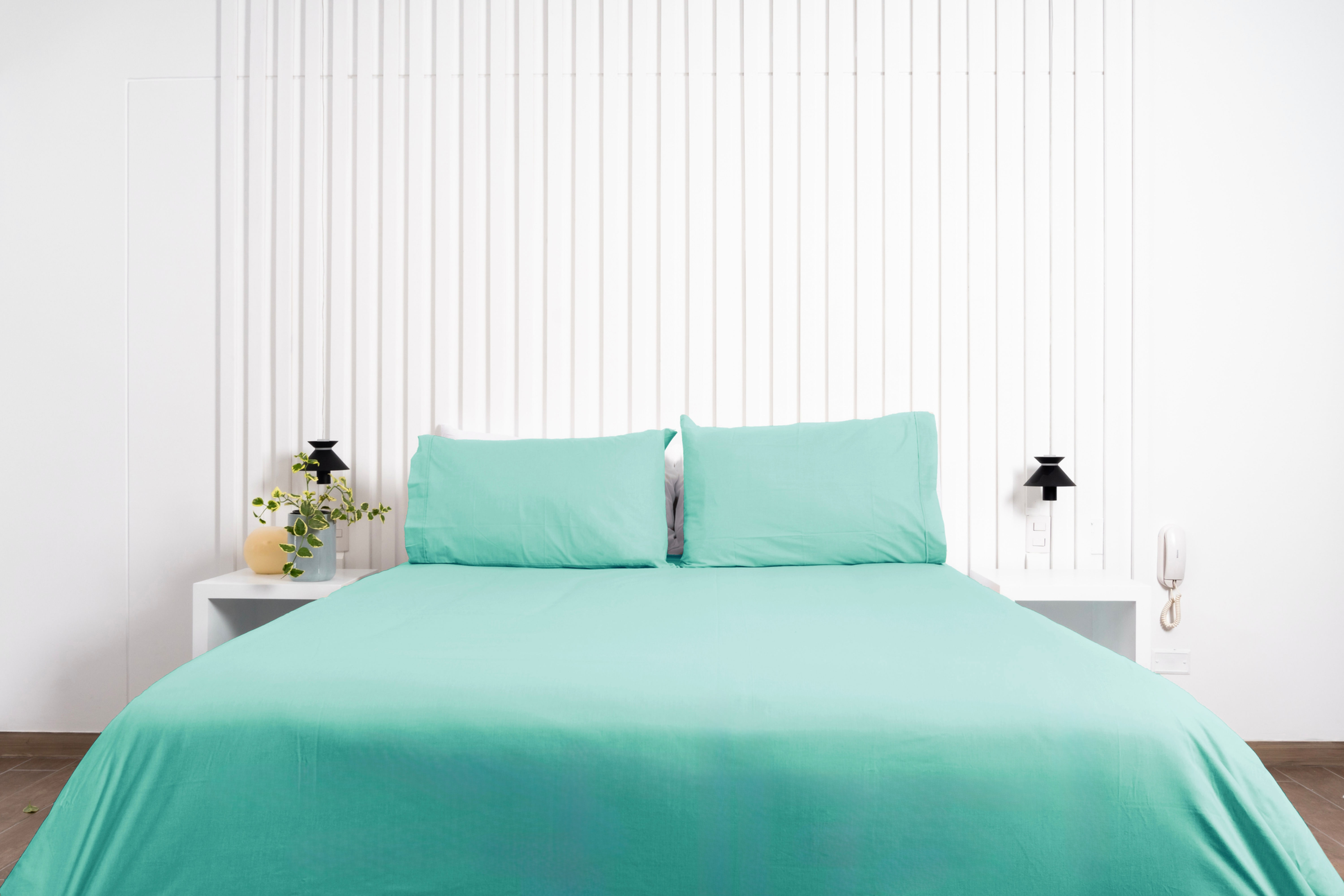 Set de sábanas Turquesa 1 plaza 100% Algodón
