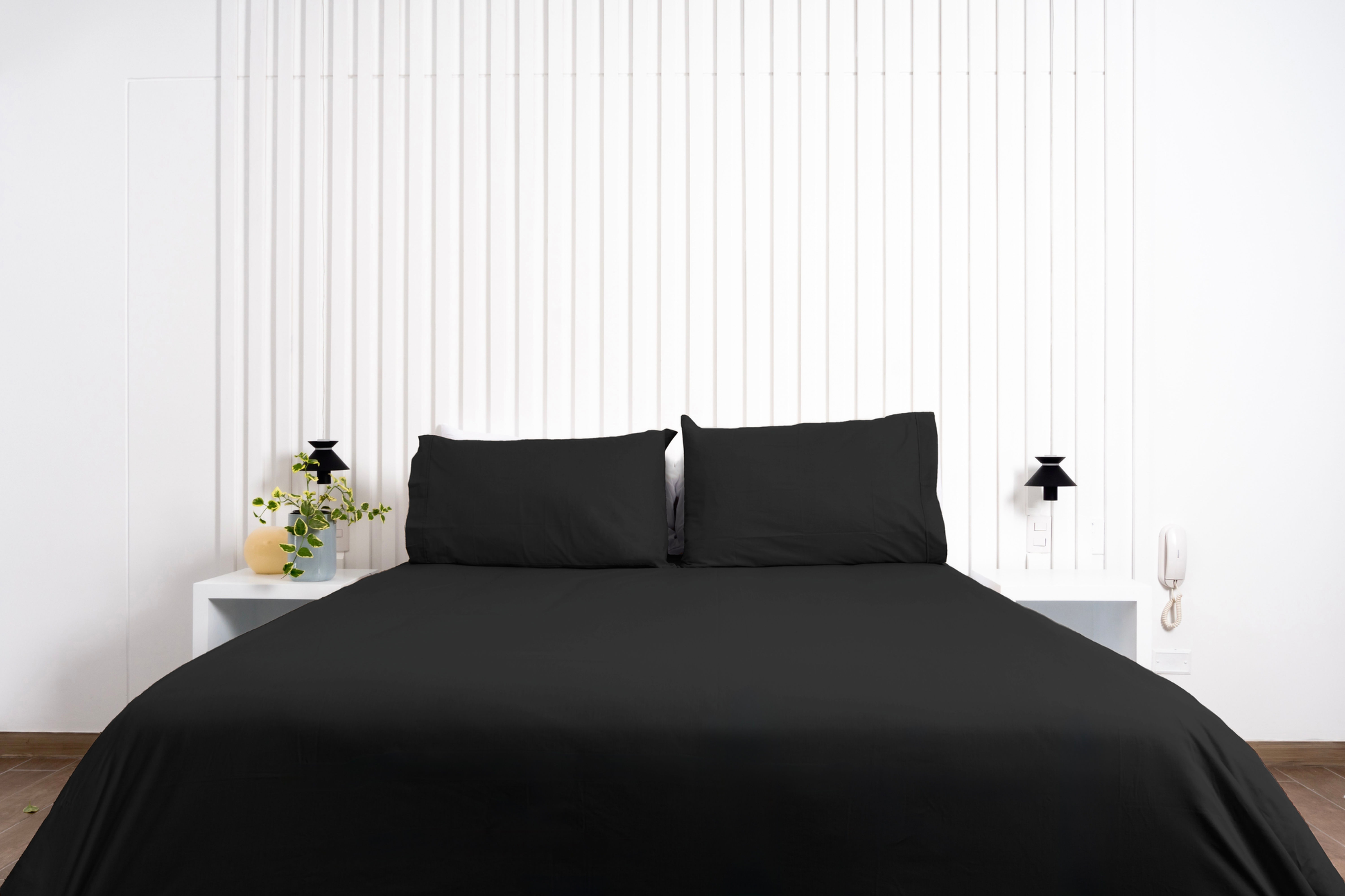 Set de sábanas Negro King 100% Algodón