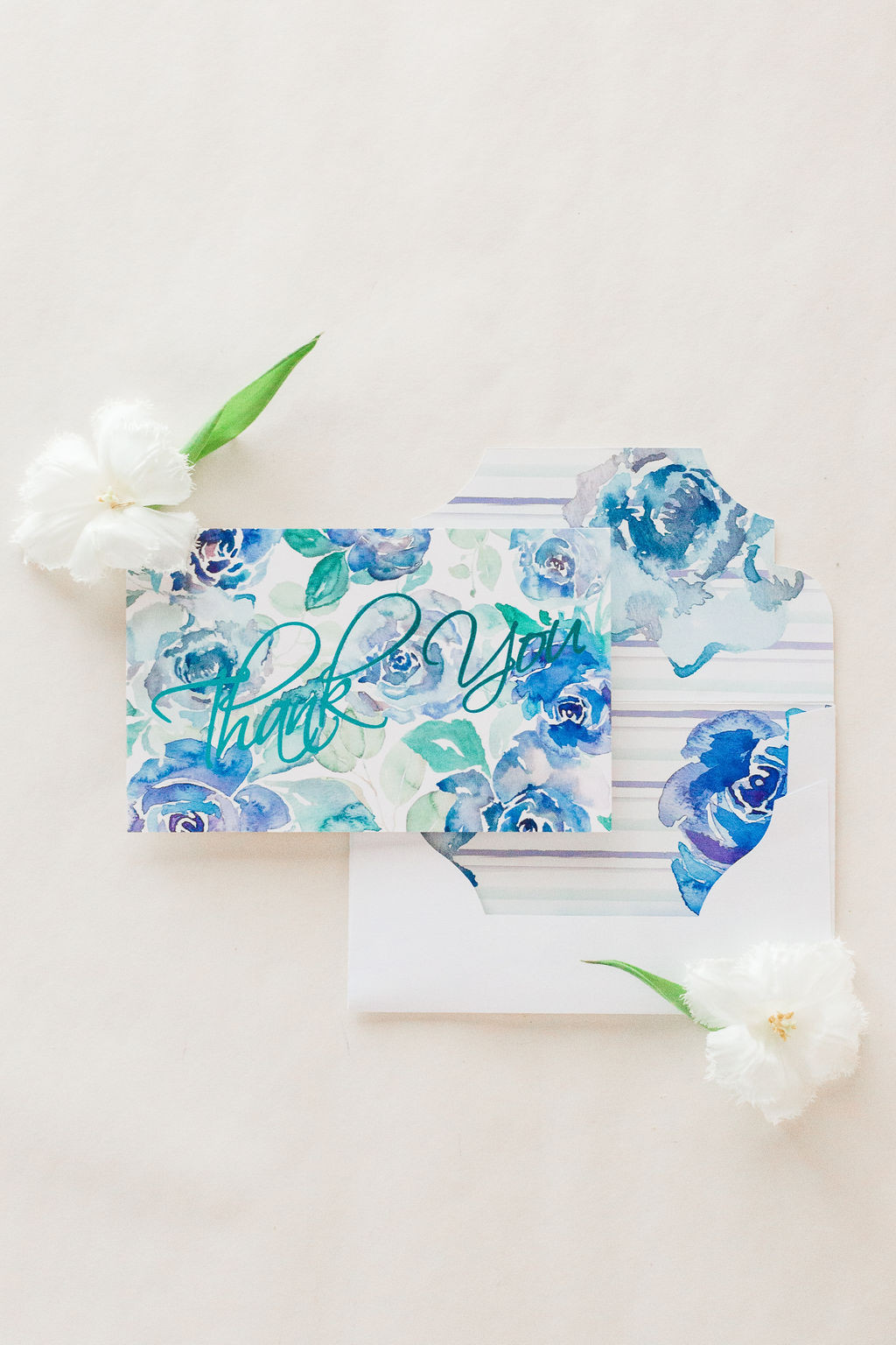 Large luxury thank you card with blue foil